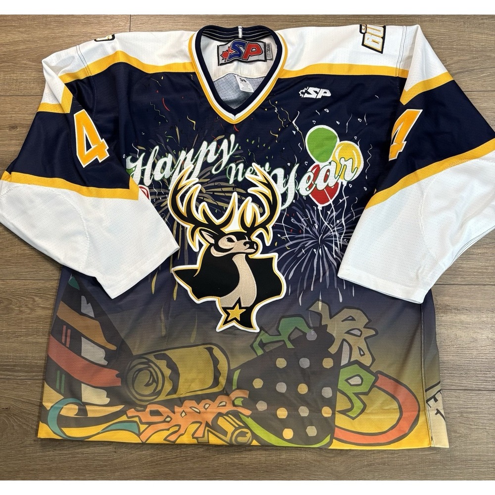 2009 Team Issued #4 Laredo Bucks CHL Hockey Jersey 58 New Year Christmas RARE‎